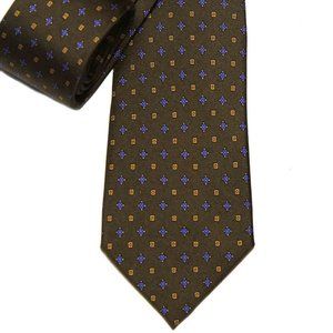 Hugh Parsons Italian Silk Tie Brown Blue Orange